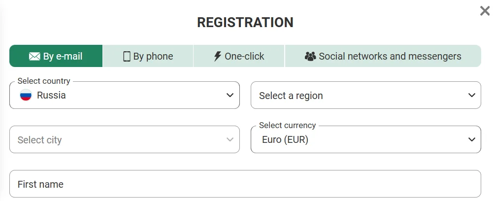 Регистрация по электронной почте